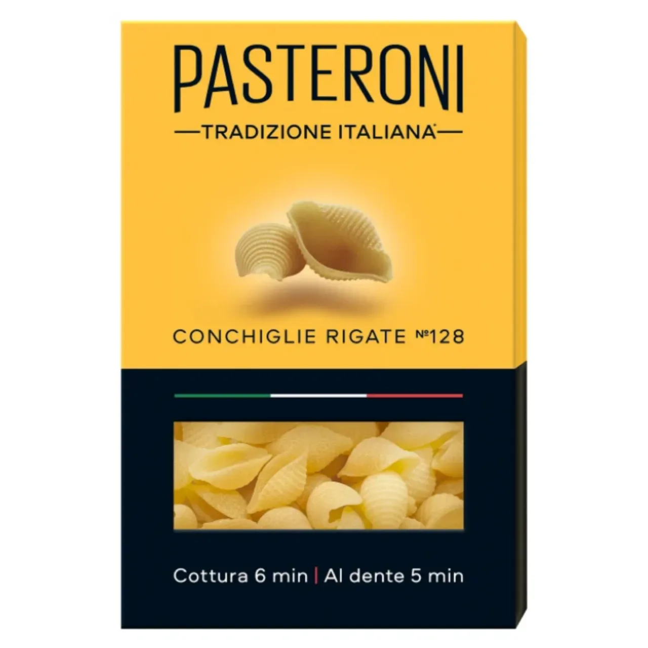 МАКАРОНЫ PASTERONI CONCHIGLIE RIGATE КОР — Фронт
