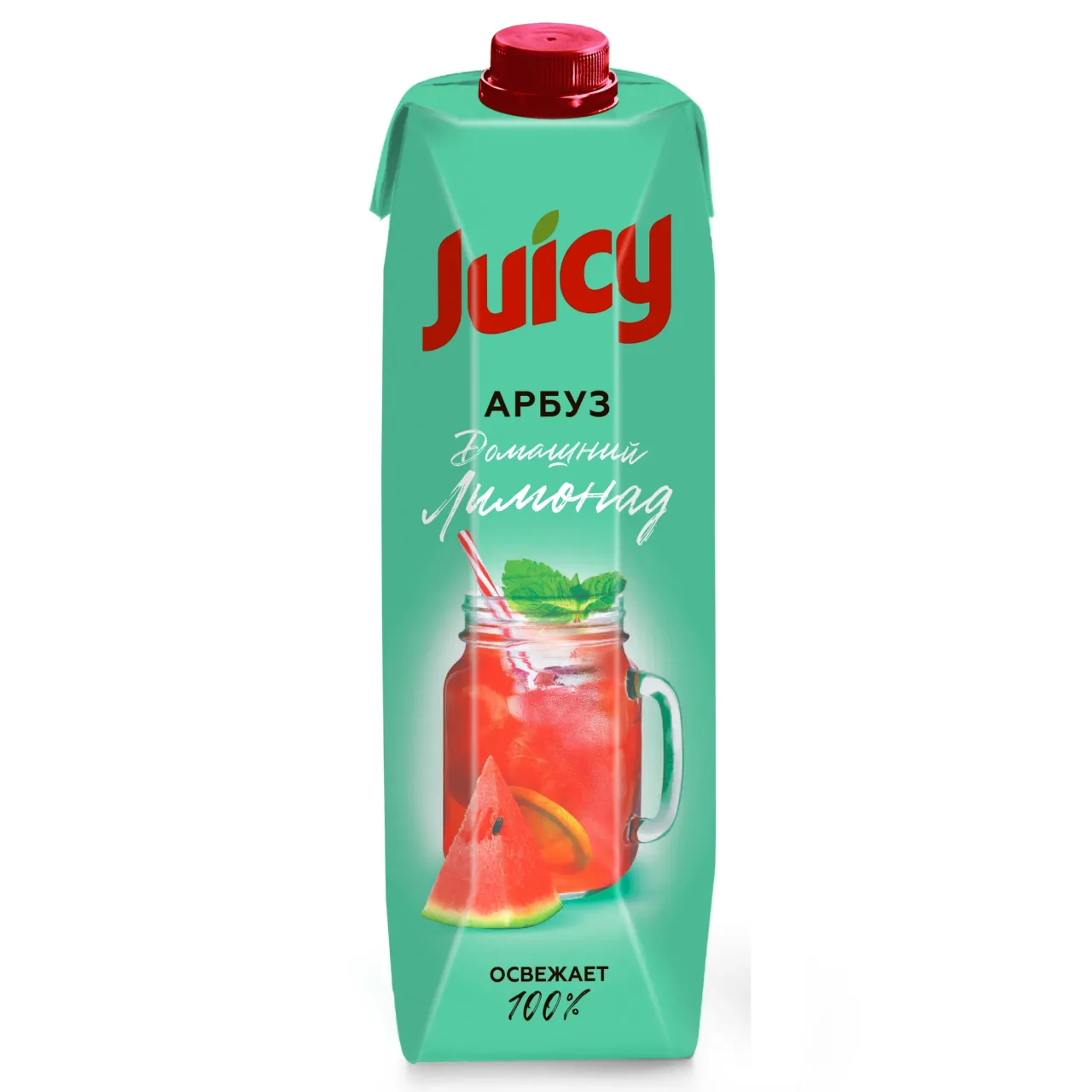 Мультипак Juicy 0,950 2+1 (Зеленое Яблоко+Мультивитамин+Домашний лимонад Арбуз) — Фронт