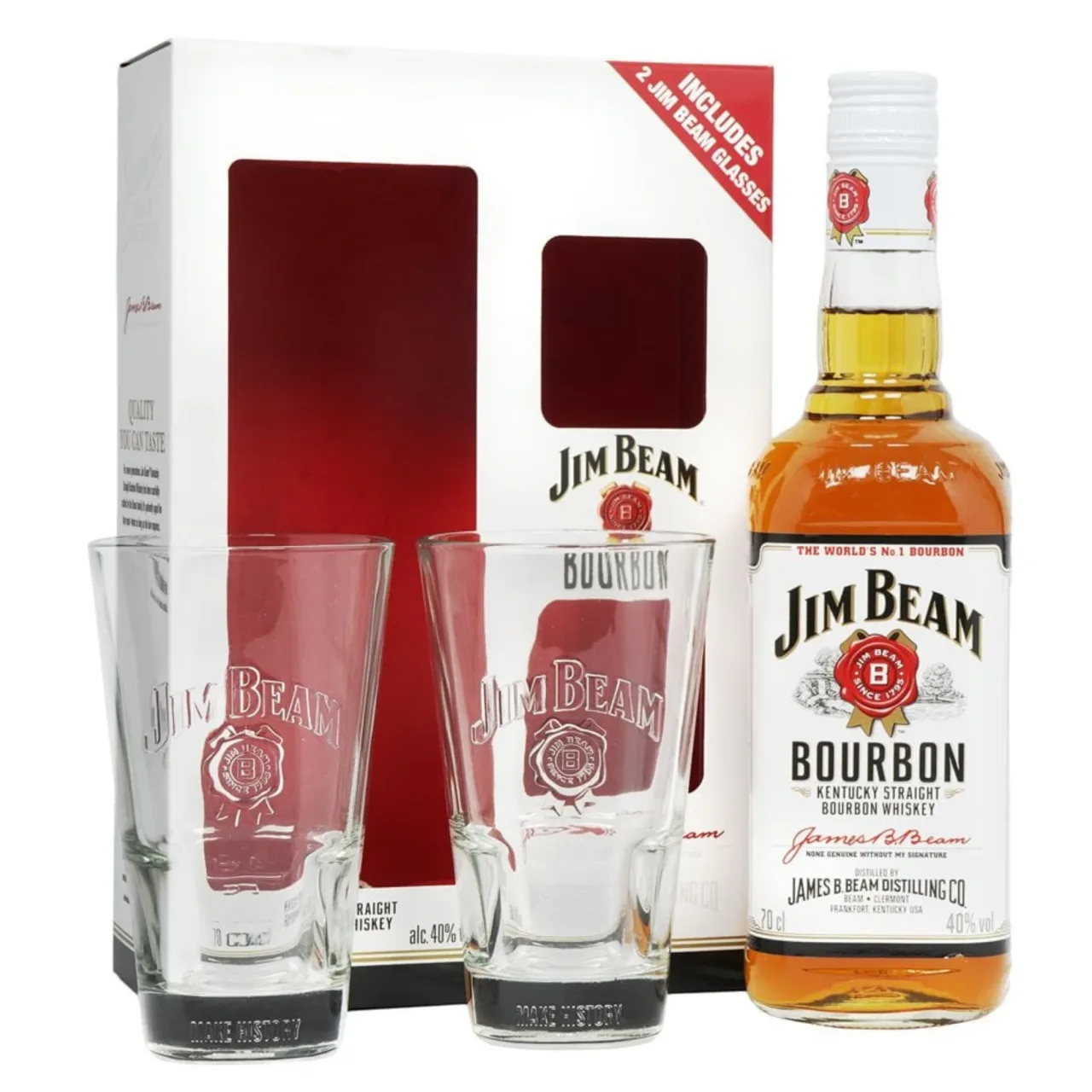 Jim Beam White + 2 Glass Pack — Фронт