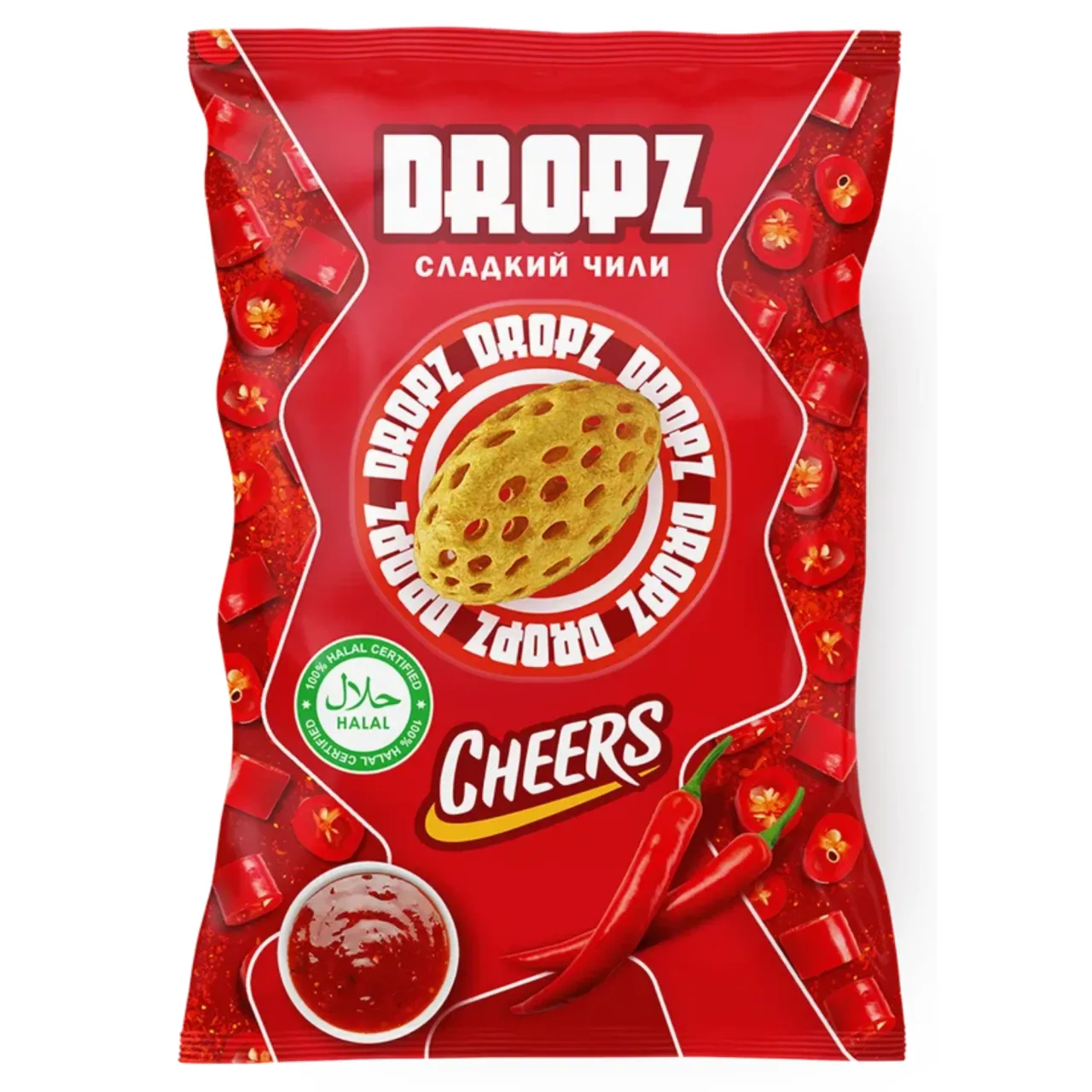 СНЕКИ DROPZ СЛАДКИЙ ЧИЛИ КУКУРУЗНЫЕ П/П — Фронт