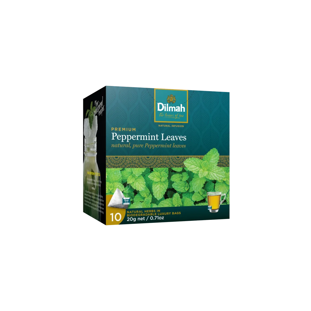 Премиальный мятный листовой чай «DILMAH «PEPPERMINT LEAVES», 10 × — Фронт